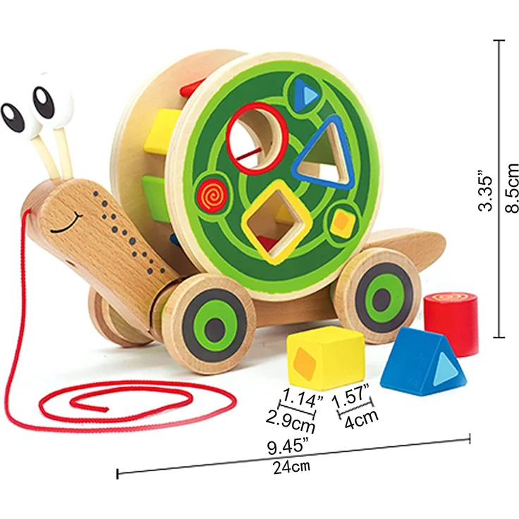Hape Schnecke Ziehspielzeug |Preisgekrönt Kleinkind Schiebe- und Ziehspielzeug aus Holz mit abnehmbarem Schneckenhaus und buntem Formensortierer, lustiges Lernspielzeug für Kinder - Preisvergleich – Bild 8