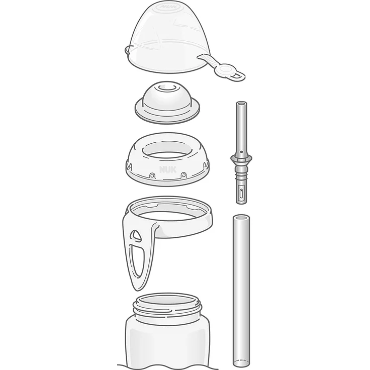 NUK First Choice+ Flexi Cup Trinklernflasche | ab 12 Monaten | auslaufsicher mit Trinkhalm | Clip und Schutzkappe | BPA-frei | 300 ml | Feuerwehrauto (blau) – Bild 4