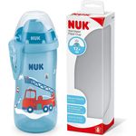 NUK First Choice+ Flexi Cup Trinklernflasche | ab 12 Monaten | auslaufsicher mit Trinkhalm | Clip und Schutzkappe | BPA-frei | 300 ml | Feuerwehrauto (blau)
