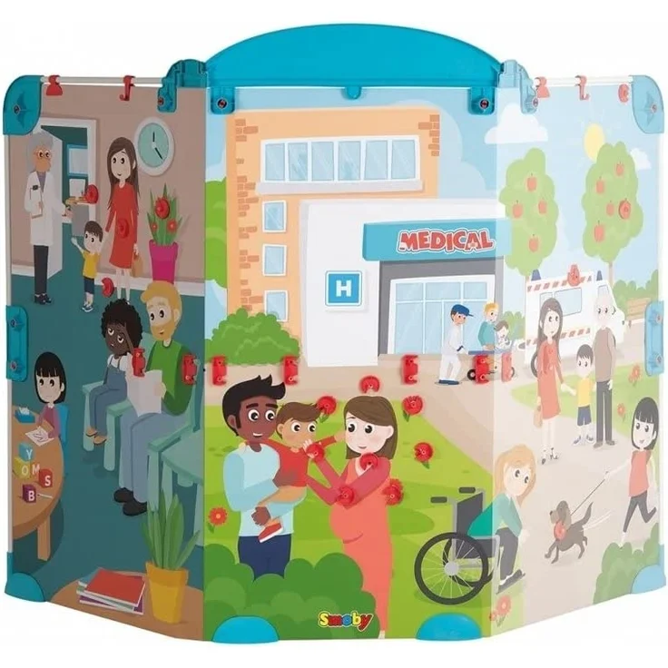 Smoby - Kinderarztpraxis - Faltbare Praxis für Kinder, Vorschul-Rollenspiel, 135 x 41 x 120 cm große Klappbare-Kinderpraxis, für Kinder ab 3 Jahren – Bild 3