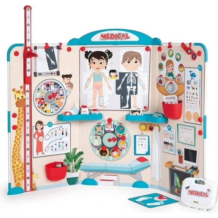 Smoby - Kinderarztpraxis - Faltbare Praxis für Kinder, Vorschul-Rollenspiel, 135 x 41 x 120 cm große Klappbare-Kinderpraxis, für Kinder ab 3 Jahren