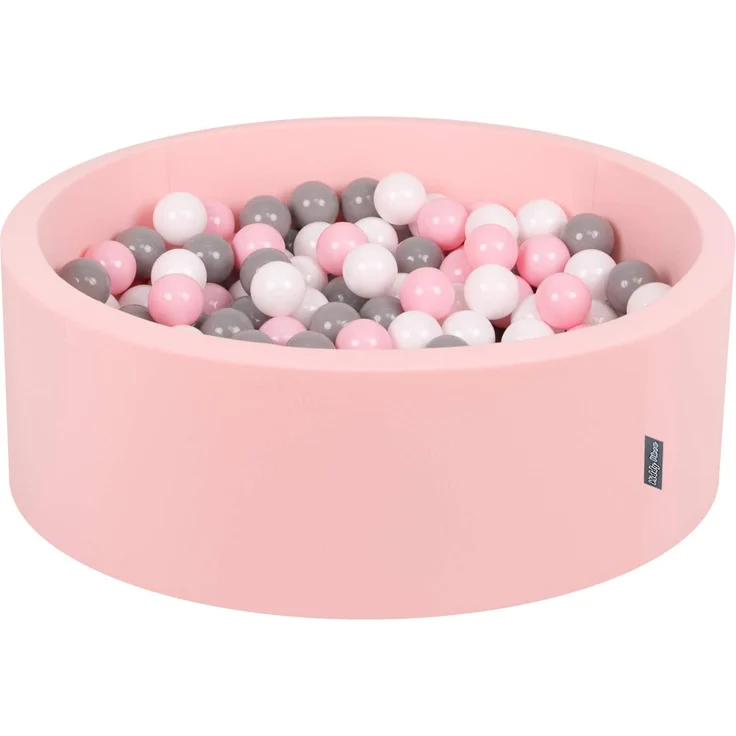 KiddyMoon Bällebad 90X30cm/200 Bälle ∅ 7Cm Bällepool Mit Bunten Bällen Für Babys Kinder Rund, Hellpink:Weiß/Grau/Rosa – Bild 1