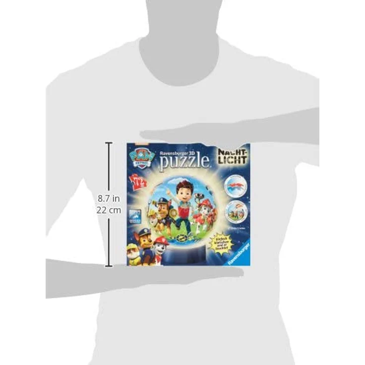 Ravensburger 3D Puzzle Nachtlicht Paw Patrol - Puzzleball für Kinder ab 6 Jahren, LED Nachttischlampe mit Klatsch-Mechanismus, Schlummerlicht – Bild 4