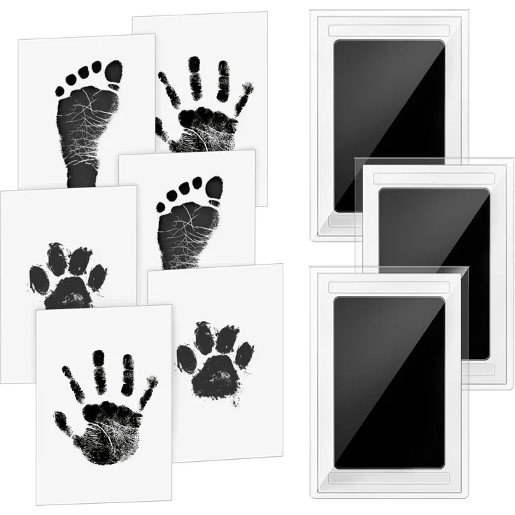 3 Pcs Baby Abdruckset Baby Handabdruck und Fußabdruck Sicher Clean Touch Stempelkissen, Baby Handprint Babyhaut kommt nicht mit Farbe in Berührung für Baby Shower Familie Geschenk - Norjews