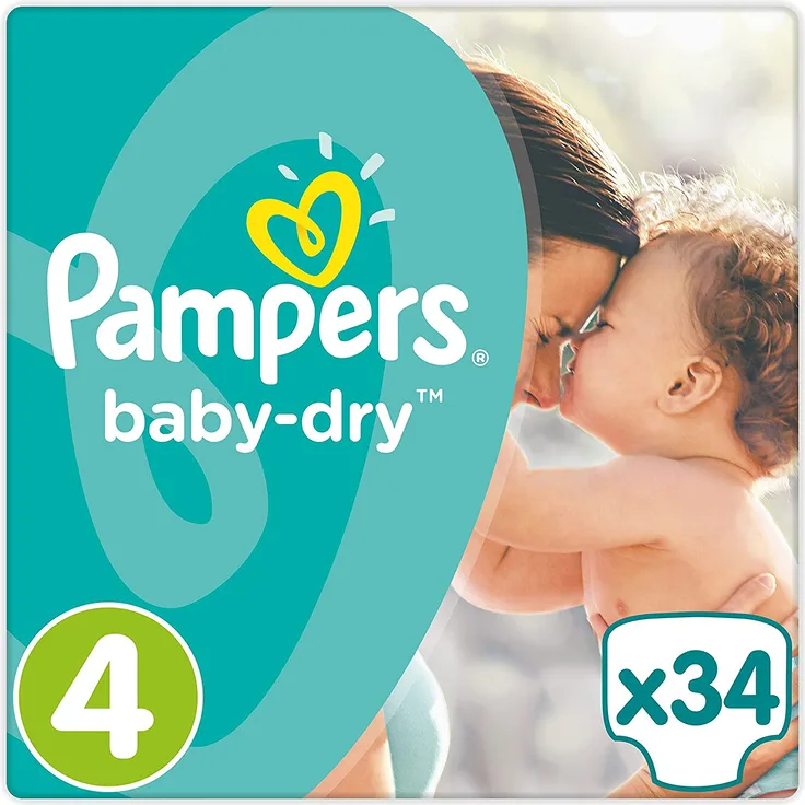 Pampers - Baby-Dry Windeln Größe 4 Sparpack (1 x 34 Stück)