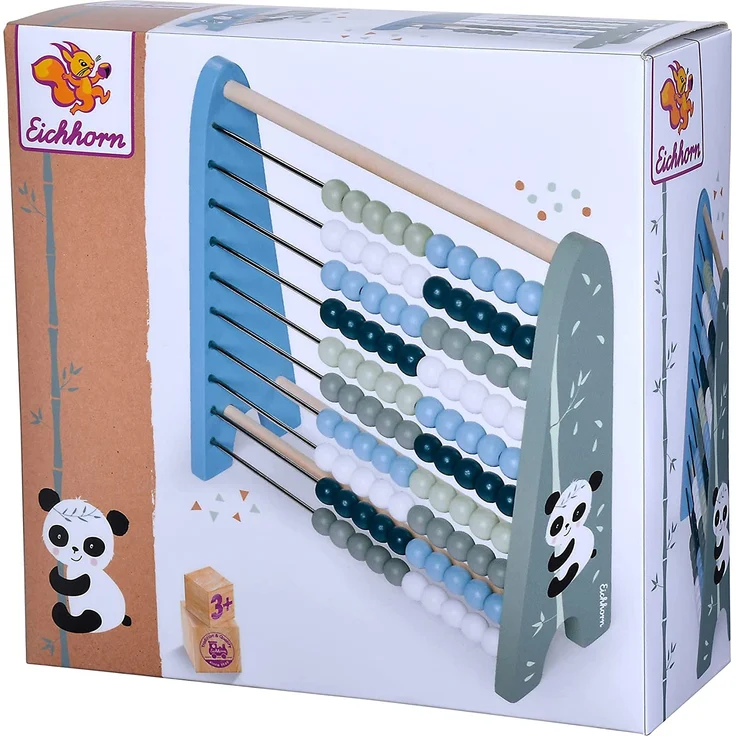 Eichhorn - Holz Zählrahmen mit 100 Holzkugeln, in 4 verschiedenen Farben, 8,5x24x23 cm groß, aus Birkenholz, ab 1 Jahr - Preisvergleich – Bild 1