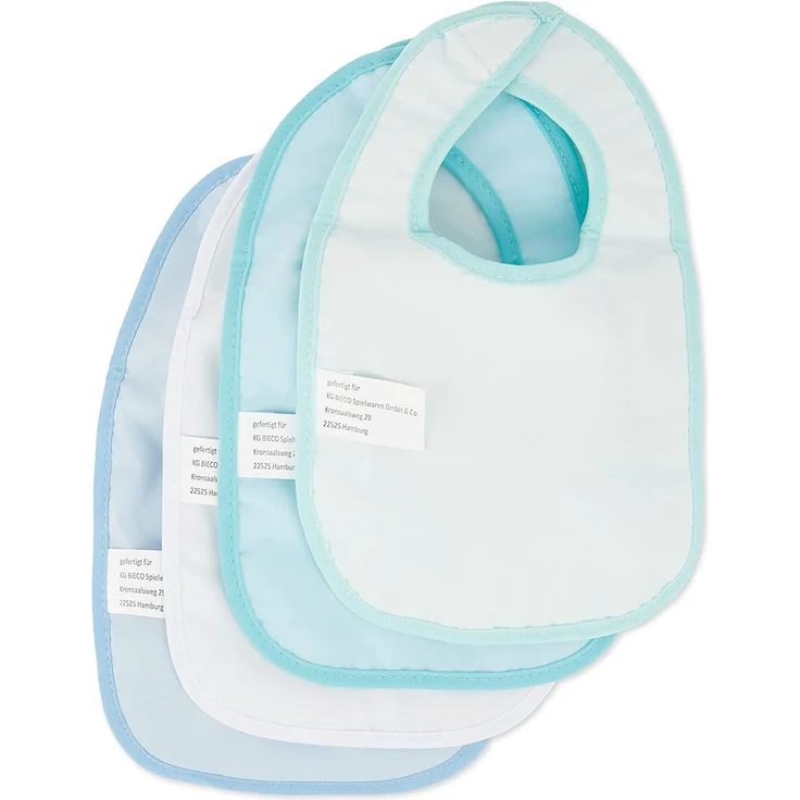 Bieco Baby Lätzchen, 4er Pack mit Klettverschluss in tollen Farben für Junge und Mädchen, Klettverschluss und doppelseitig mit außen Baumwolle, abwaschbar und wasserdicht, Kinderlätzchen – Bild 9