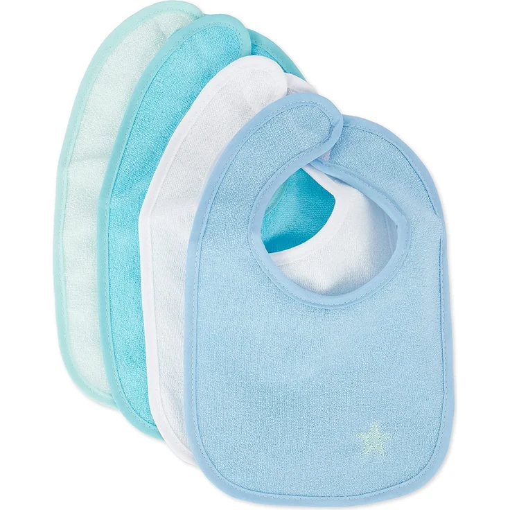Bieco Baby Lätzchen, 4er Pack mit Klettverschluss in tollen Farben für Junge und Mädchen, Klettverschluss und doppelseitig mit außen Baumwolle, abwaschbar und wasserdicht, Kinderlätzchen – Bild 1