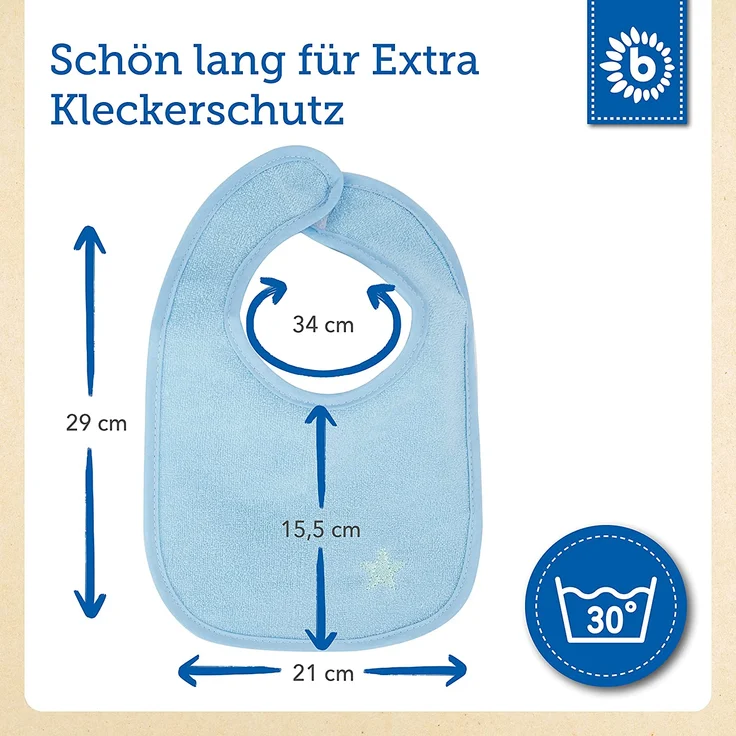 Bieco Baby Lätzchen, 4er Pack mit Klettverschluss in tollen Farben für Junge und Mädchen, Klettverschluss und doppelseitig mit außen Baumwolle, abwaschbar und wasserdicht, Kinderlätzchen – Bild 4