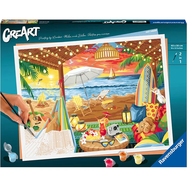 Ravensburger 20276 - CreArt, Malen nach Zahlen, Cozy Cabana, 40x30cm, Malset
