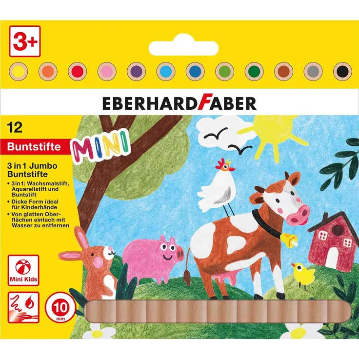 MiniMaxi 3 in 1 Buntstifte, 12 Stück, von Eberhard Faber