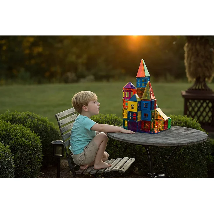Playmags 150-teiliges Mega-Set: Jetzt mit stärkeren Magneten, robust, super haltbar mit klaren, klaren Farbfliesen. 18-teiliges Clickins-Zubehör zur Steigerung Ihrer Kreativität – Bild 7