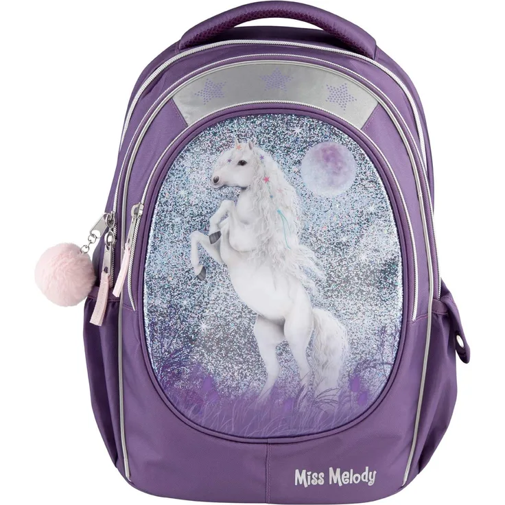 Depesche 10776 Schulrucksack mit Glitzer, Miss Melody, lila, ca. 23 x 34 x 44 cm