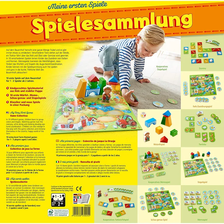 HABA 304223 - Meine ersten Spiele – Spielesammlung, 10 erste Spiele auf dem Bauernhof für 1-3 Kinder ab 2 Jahren – Bild 2