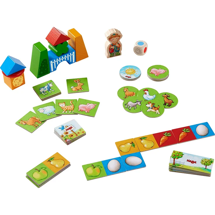 HABA 304223 - Meine ersten Spiele – Spielesammlung, 10 erste Spiele auf dem Bauernhof für 1-3 Kinder ab 2 Jahren – Bild 4