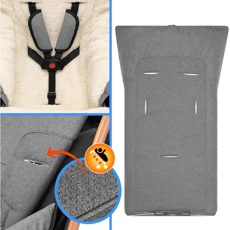 Monzana Babyfußsack Handwärmer Wetterfest Reflektoren-Streifen Reißverschluss abnehmbares Fußteil Waschbar Kinderwagen Winter Fußsack 90x60 cm – Bild 5