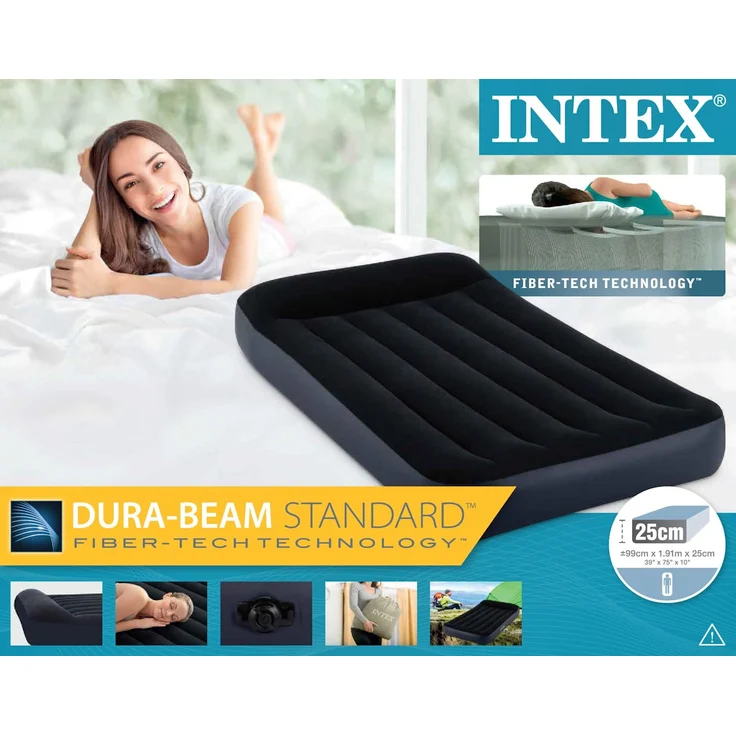 Intex 64141 Matratze Dura Beam Pillow Rest Einzelbett mit Fiber Tech Technologie, ohne elektrische Pumpe, 99 x 191 x 25 cm – Bild 4