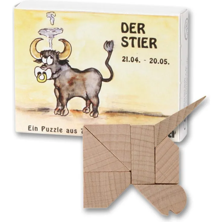 Bartl 102655 Mini-Sternzeichen-Puzzle Stier - Holzpuzzle aus 7 Teilen