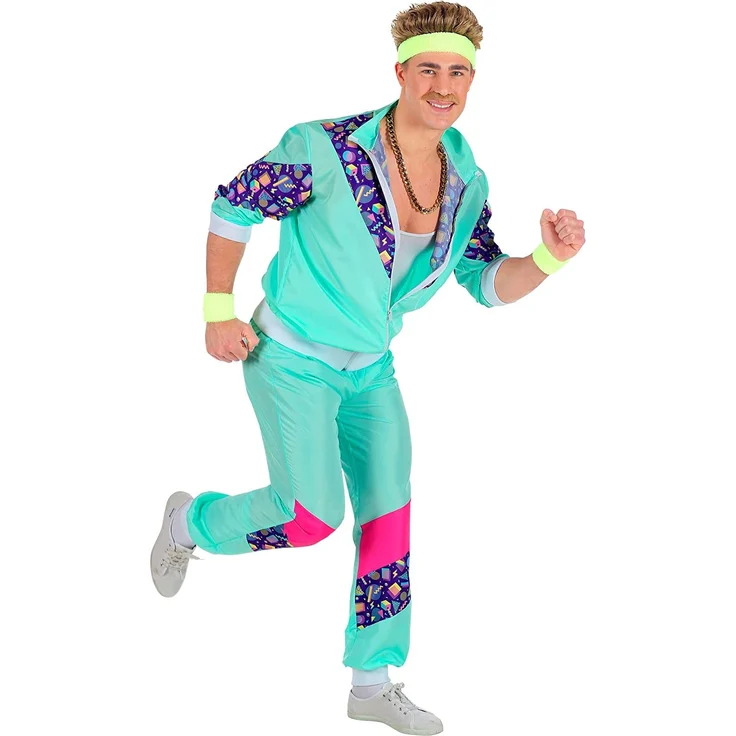Widmann 00182 - Erwachsenenkostüm, 80er Jahre Trainingsanzug, Jacke und Hose, angenehmer Tragekomfort, Assi Anzug, Proll Anzug, Retro Style, verschiedene Größen, Bad Taste Party, 80ties, Karneval – Bild 4