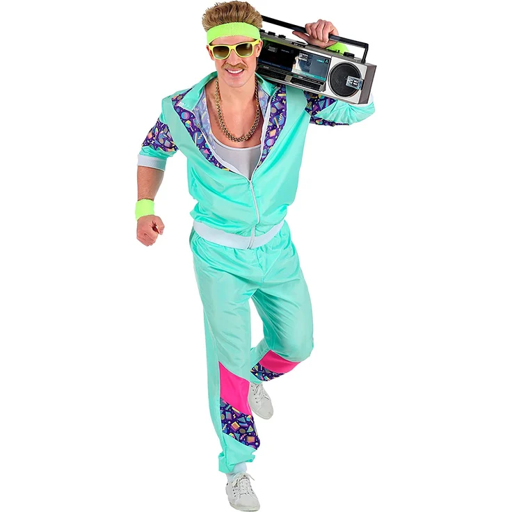 Widmann 00182 - Erwachsenenkostüm, 80er Jahre Trainingsanzug, Jacke und Hose, angenehmer Tragekomfort, Assi Anzug, Proll Anzug, Retro Style, verschiedene Größen, Bad Taste Party, 80ties, Karneval – Bild 2