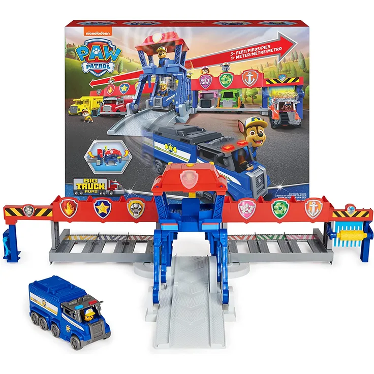 PAW Patrol Big Truck Pups Truckstop-Hauptquartier 91 4cm breites verwandelbares Spielset Action-Figuren Spielzeugautos Licht- und Soundeffekte Kinderspielzeug Auto & Stadt 3 Jahr(e) AAA Mehrfarbig