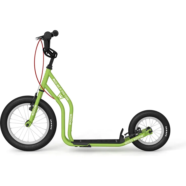 Yedoo Wzoom New Kinder Tretroller - für Kinder ab 6 Jahre, ab 120 cm Körperhöhe, mit Luftreifen 16/12 - für Mädchen und Jungen, Höhenverstellbar mit Ständer und Reflexelementen, grün
