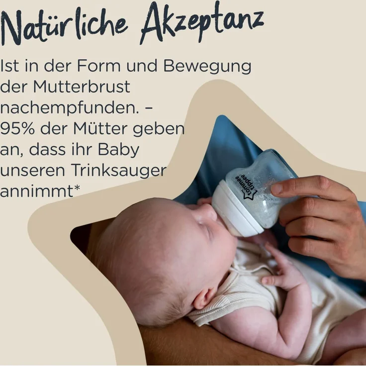 Tommee Tippee Closer to Nature Trinksauger, Natürlich Geformt mit Anti-Kolik Ventil, Weiches Silikon, Variabler Milchfluss, ab 0 Monate, 2-er Set – Bild 4