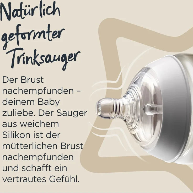 Tommee Tippee Closer to Nature Trinksauger, Natürlich Geformt mit Anti-Kolik Ventil, Weiches Silikon, Variabler Milchfluss, ab 0 Monate, 2-er Set – Bild 3