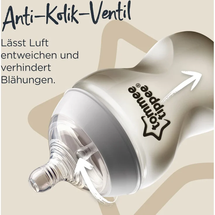 Tommee Tippee Closer to Nature Trinksauger, Natürlich Geformt mit Anti-Kolik Ventil, Weiches Silikon, Variabler Milchfluss, ab 0 Monate, 2-er Set – Bild 5