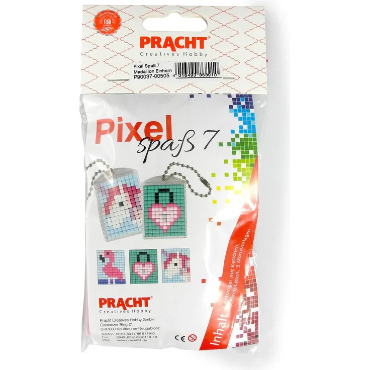 Pixel Spaß 7 Medaillon Flamingo, Herzschloß, Einhorn