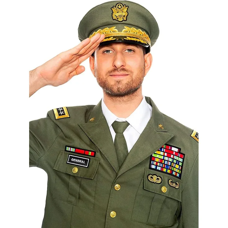 Maskworld Schneidige General-Mütze mit typischem Emblem und Ähren - EIN perfektes Accessoire für Fasching Karneval Mottopartys & Halloween - Verkleidung Uniform - Hut-Größe 60