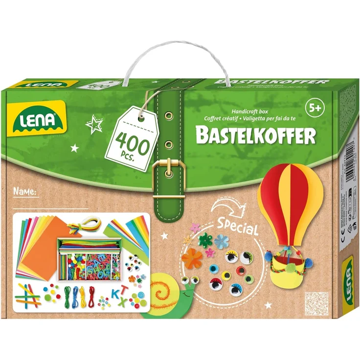 LENA® 42713 - Bastelkoffer Bunt (Papier/Moosgummi/Pompons/etc. ), 400 Teile – Bild 1