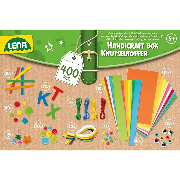 LENA® 42713 - Bastelkoffer Bunt (Papier/Moosgummi/Pompons/etc. ), 400 Teile – Bild 2