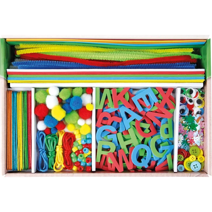 LENA® 42713 - Bastelkoffer Bunt (Papier/Moosgummi/Pompons/etc. ), 400 Teile – Bild 3