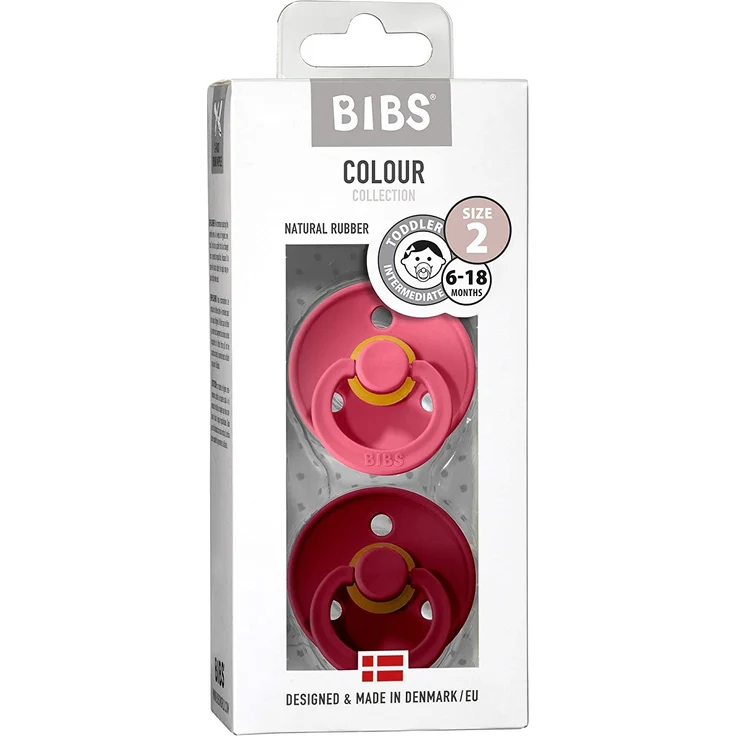 Bibs Soother 2- Pack Coral Ruby M 6m + Bibs – Bild 3