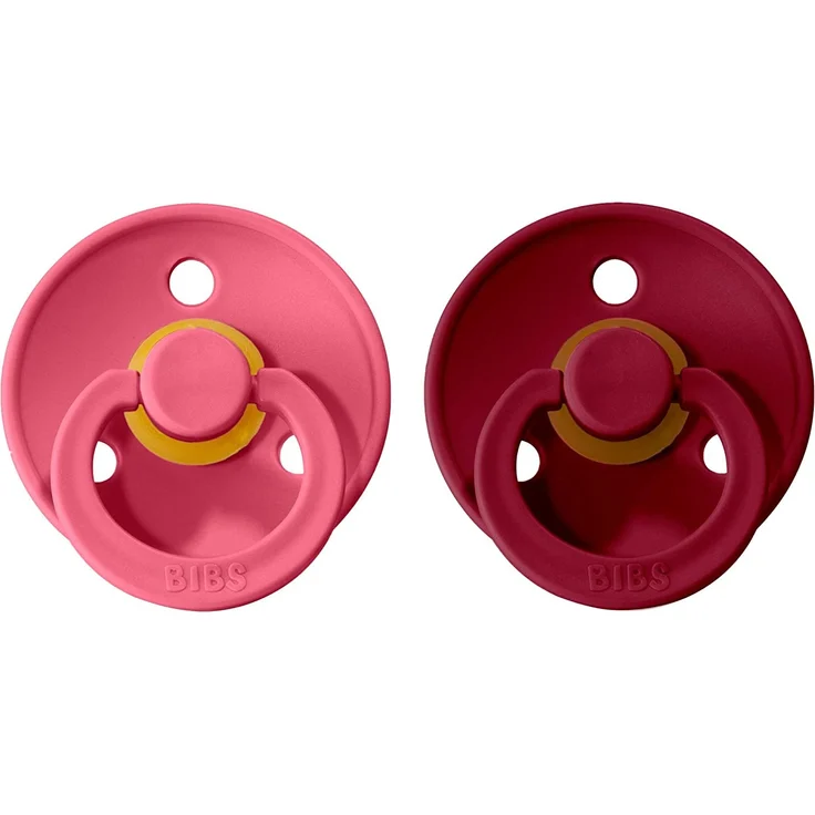 Bibs Soother 2- Pack Coral Ruby M 6m + Bibs – Bild 2