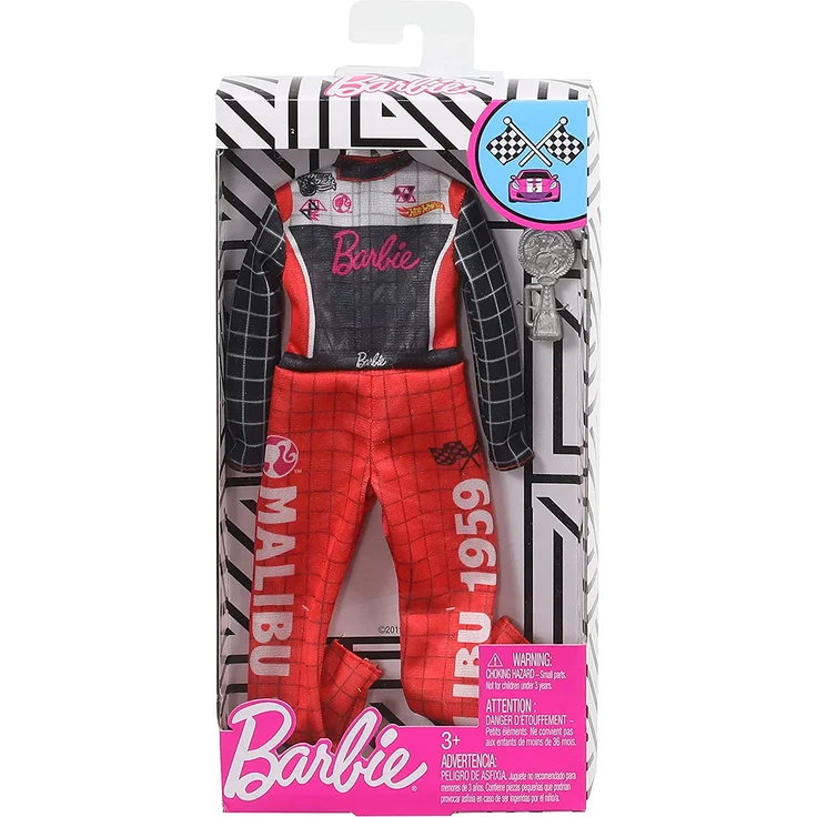 Barbie GHX38 – Zubehörset Thema: Karriere mit Rennfahrer-Overall, Modeset, Puppenzubehör – Bild 2