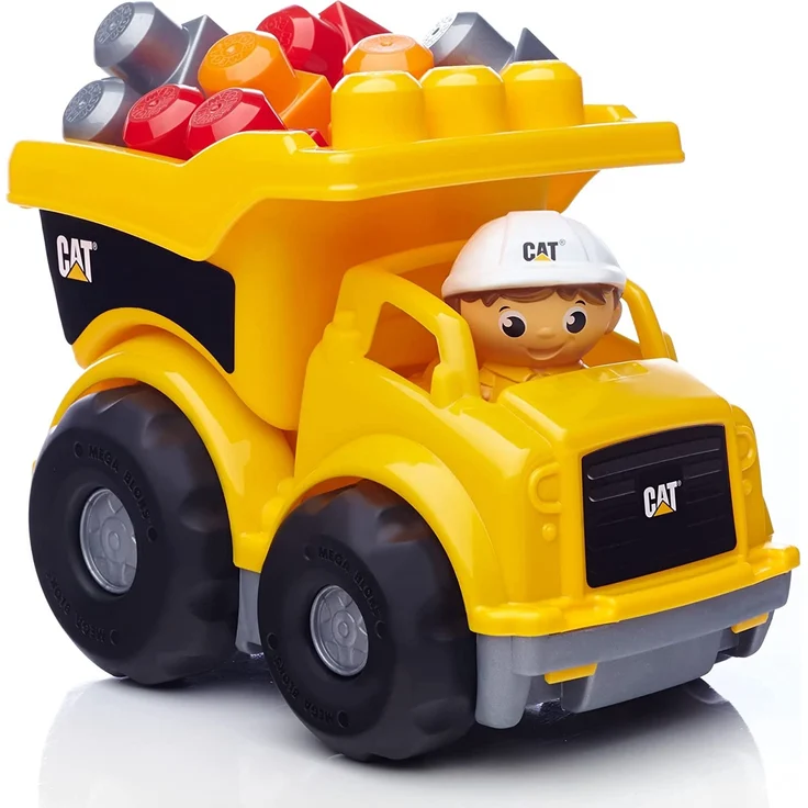 MEGA Bloks CND88 - Cat-Lastwagen mit funktionierendem Kippbehälter, Spielzeug ab 1 Jahr – Bild 7