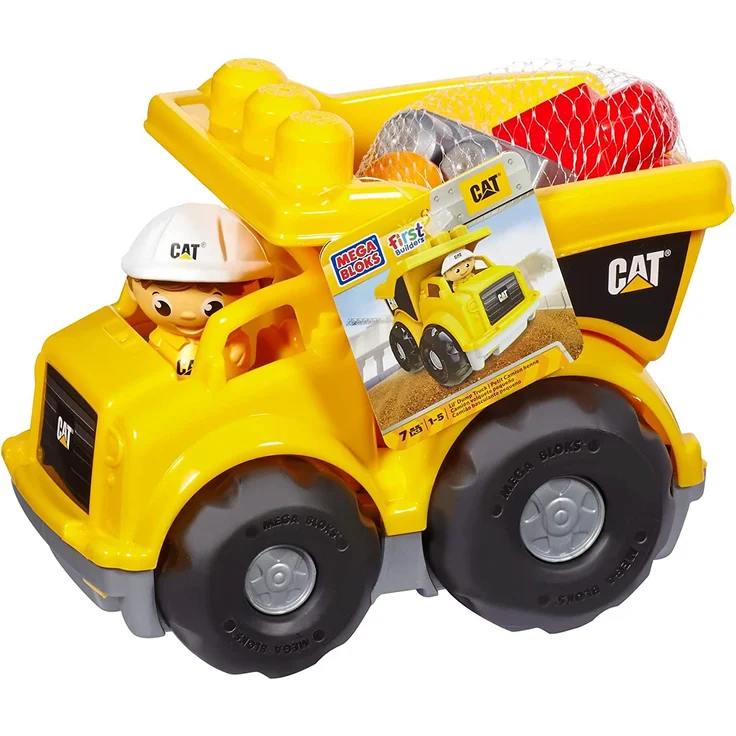 MEGA Bloks CND88 - Cat-Lastwagen mit funktionierendem Kippbehälter, Spielzeug ab 1 Jahr – Bild 3