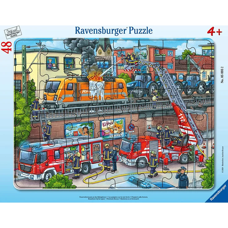 Ravensburger Kinderpuzzle 05093 05093-Feuerwehreinsatz an den Bahngleisen-48 Teile Rahmenpuzzles, Teal/Turquoise Green – Bild 5