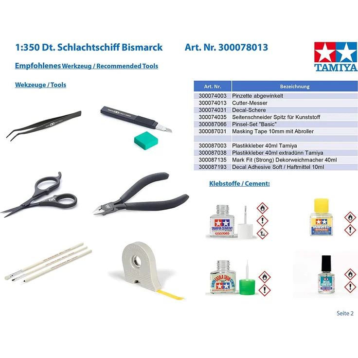 Tamiya 300078013 - 1:350 WWII Deutsches Kampfschiff Bismarck – Bild 7
