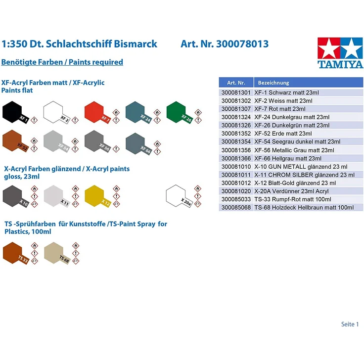 Tamiya 300078013 - 1:350 WWII Deutsches Kampfschiff Bismarck – Bild 6