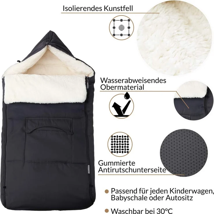 Monzana Fußsack Kinderwagen Grau – Bild 9