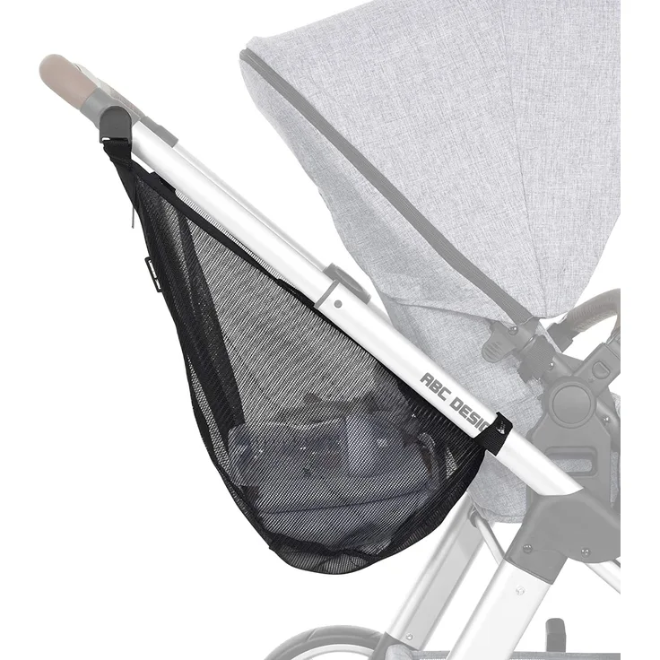 ABC Design Einkaufstasche – Kinderwagennetz zur praktischen Aufbewahrung von Einkäufen, Wickelutensilien & mehr – Mit Reißverschluss – Farbe: Black