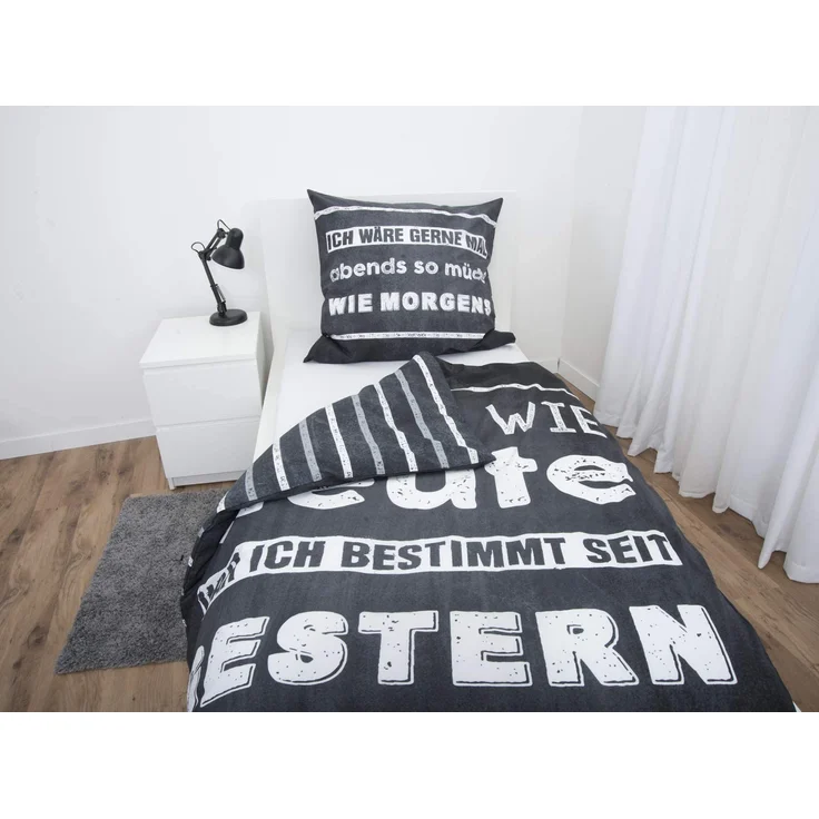 Herding Young Collection Bettwäsche-Set, Wendemotiv mit Spruch, Bettbezug 135 x 200 cm, Kopfkissenbe - Preisvergleich – Bild 3