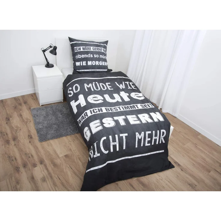 Herding Young Collection Bettwäsche-Set, Wendemotiv mit Spruch, Bettbezug 135 x 200 cm, Kopfkissenbe - Preisvergleich – Bild 2