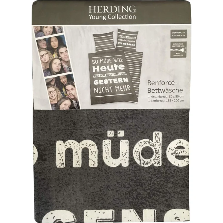 Herding Young Collection Bettwäsche-Set, Wendemotiv mit Spruch, Bettbezug 135 x 200 cm, Kopfkissenbe - Preisvergleich – Bild 5