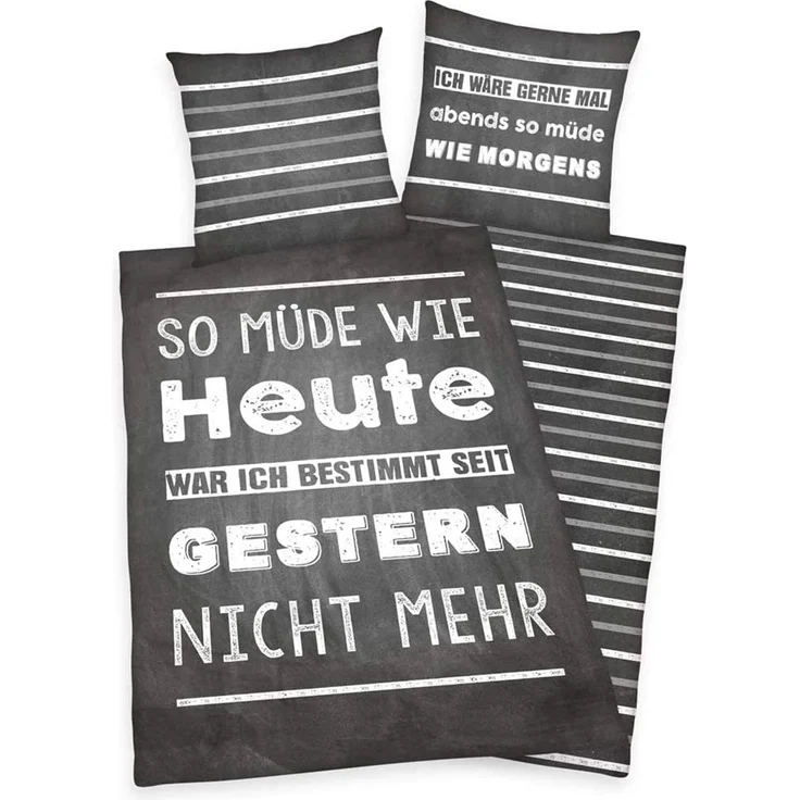 Herding Young Collection Bettwäsche-Set, Wendemotiv mit Spruch, Bettbezug 135 x 200 cm, Kopfkissenbe - Preisvergleich – Bild 1