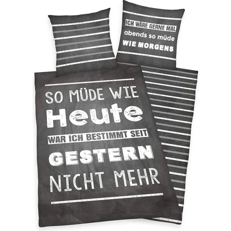 Herding Young Collection Bettwäsche-Set, Wendemotiv mit Spruch, Bettbezug 135 x 200 cm, Kopfkissenbe - Preisvergleich