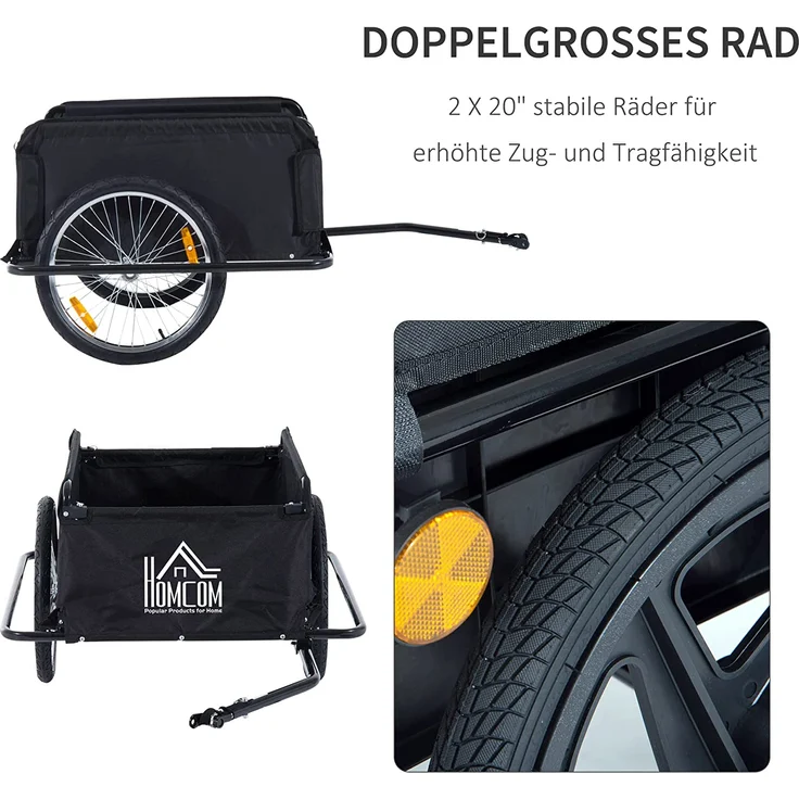 HOMCOM Transportanhänger für Fahrräder schwarz, rot – Bild 6